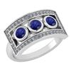 Certified 0.72 Ctw Blue Sapphire And Diamond Wedding/En