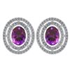 Certified 3.12 Ctw Amethyst And Diamond 18K White Gold