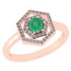 Image 1 : Certified 0.69 Ctw Emerald And Diamond 14k Rose Gold Ha