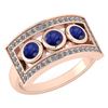 Certified 0.72 Ctw Blue Sapphire And Diamond Wedding/En