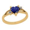 Image 1 : Certified 0.74 Ctw I2/I3 Blue Sapphire And Diamond 14K