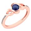 Image 1 : Certified 0.52 Ctw Blue Sapphire And Diamond 18K Rose G