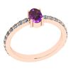 Image 1 : Certified 0.78 Ctw Amethyst And Diamond I2/I3 14K Rose