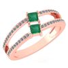 Image 1 : Certified 0.60 Ctw Emerald And Diamond 14k Rose Gold Ri