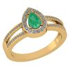 Image 1 : Certified 0.74 CTW Emerald And Diamond 14k Yellow Gold