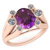 Image 1 : Certified 2.82 Ctw Amethyst And Diamond VS/SI1 Halo Rin