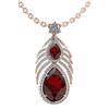 Image 1 : Certified 7.50 Ctw Garnet And Diamond Pear shape Neckla