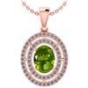 Image 1 : Certified 1.56 Ctw Peridot And Diamond 18K Rose Gold Ha