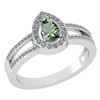 Image 1 : Certified 0.74 CTW Green Amethyst And Diamond 14k White