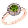 Certified 1.28 Ctw Peridot And Diamond 14k Yellow Halo