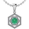 Certified 0.69 Ctw Emerald And Diamond 14k White Gold H