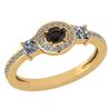 Certified 0.77 Ctw Smoky Quarzt And Diamond 14k Yellow