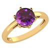 Certified 1.00Ctw Genuine Amethyst 14k Yellow Gold Halo