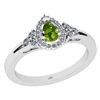 Certified 1.27 Ctw I2/I3 Peridot And Diamond 10K White