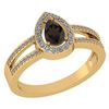 Certified 0.74 CTW Smoky Quarzt And Diamond 14k Yellow