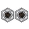 Certified 1.38 Ctw Smoky Quarzt And Diamond 18k White G