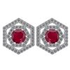 Certified 1.38 Ctw Ruby And Diamond Platinum Halo Stud
