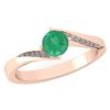 Certified 1.09 Ctw Emerlad And Diamond 14K Rose Gold Ha