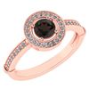Certified 0.94 Ctw Smoky Quarzt And Diamond 14k Rose Go