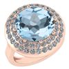 Certified 7.30 Ctw Blue Topaz And Diamond VS/SI1 Halo R