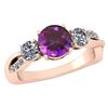 Image 1 : Certified 1.86 Ctw Amethyst And Diamond VS/SI1 3 Stone