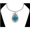 Certified 50.96 Ctw Blue Topaz And Diamond I2/I3 14K Ye
