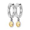 Certified 1.00 Ctw Citrine Hoop Earrings 14K White Gold