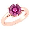 Certified 2.00Ctw Genuine Pink Tourmaline 14k Rose Gold