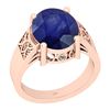Certified 4.94 Ctw I2/I3 Blue Sapphire And Diamond 14K