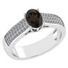 Certified 1.2Ctw Smoky Quarzt And Diamond 14k White Gol