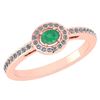 Certified 0.29 Ctw Emerald And Diamond 14k Rose Gold Ha