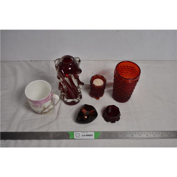 Ruby red glassware   bone china coffee mug