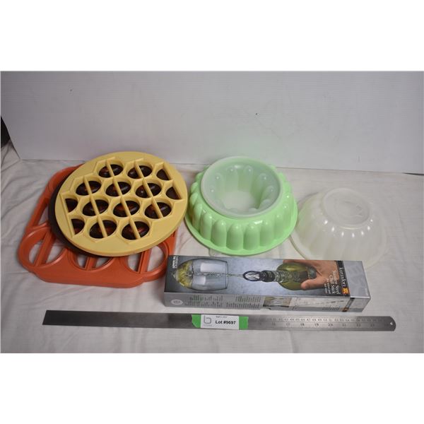 Jello Moulds + perogi moulds + wine stick