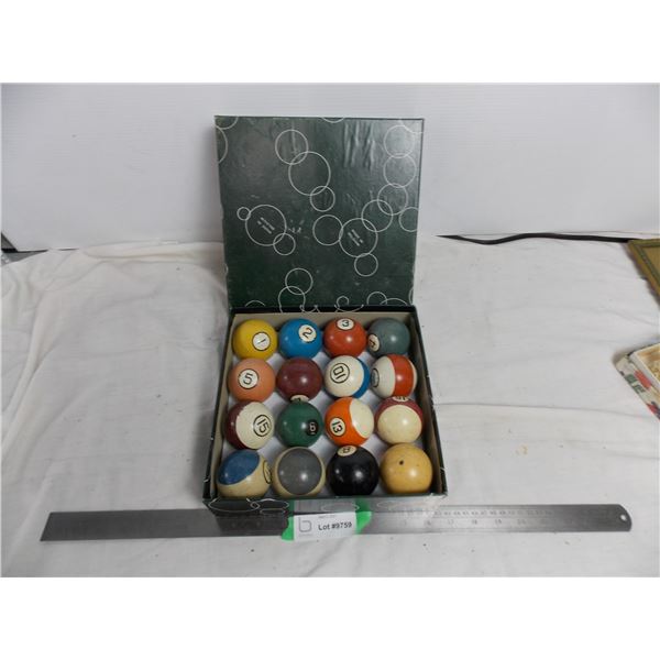 Antique billiard balls - various sizes