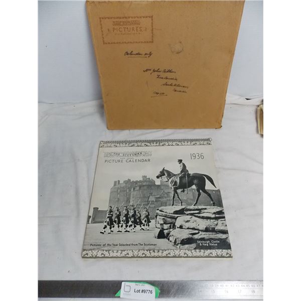 1936 Scotsman pictorial calendar in original mailing envelope