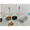 Image 3 : glass salt + pepper shakes + misc