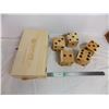 Image 1 : 5 large wooden dice + wood bix with 1.75L appletons estate bottle