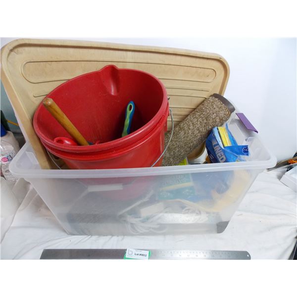 Tote (no lid) with cleaning /misc items