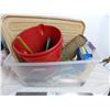 Image 1 : Tote (no lid) with cleaning /misc items