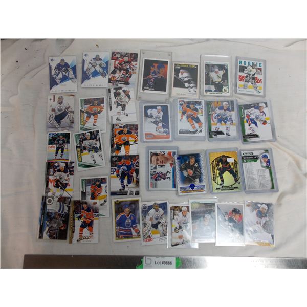 various edmonton oilers hockey cards , loose, some damaged