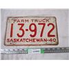 Image 1 : 1940 Sask Farm Truck Plate