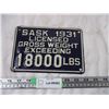 Image 1 : 1931 18000 lb Plate Sask