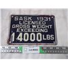 Image 1 : 1931 14000 lb Plate Sask