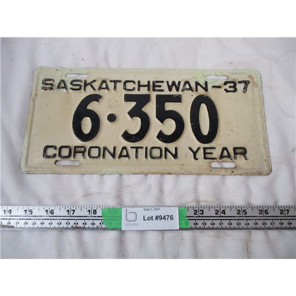 1937 Sask Licence Plate