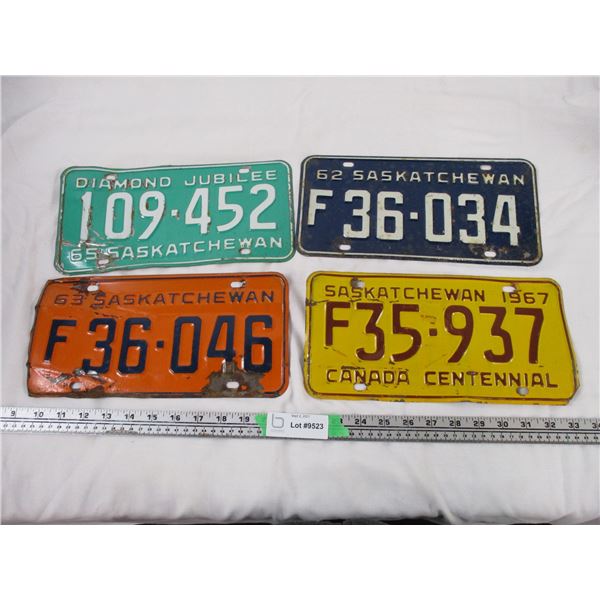 (4) 62, 63, 65, 67 Sask Licence Plate