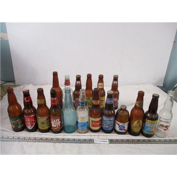 Vintage Beer Bottles with Labels Plus Other Vintage Bottles