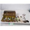 Wooden Jewelry Box, Costume Jewelry, Pendants Plus Misc