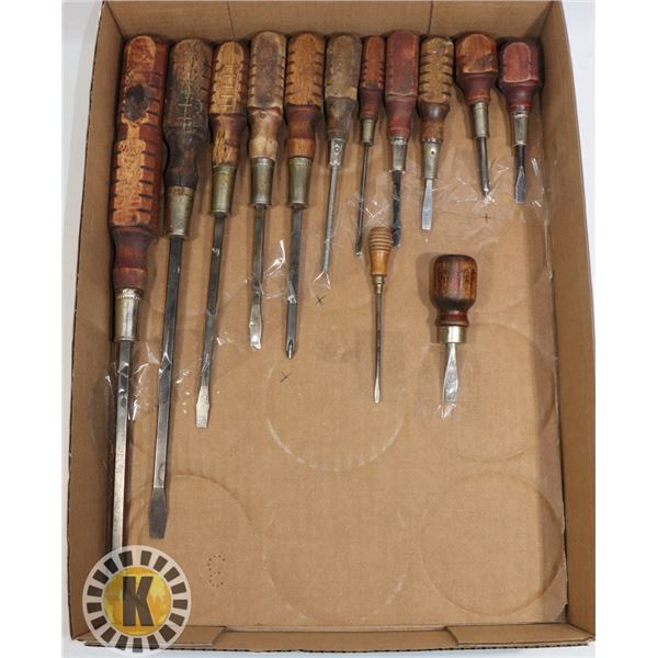 13 ANTIQUE SCREW DRIVERS
