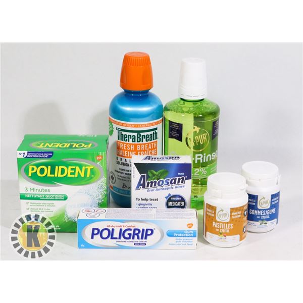 BAG OF ASSORTED DENTURE PRODUCTS