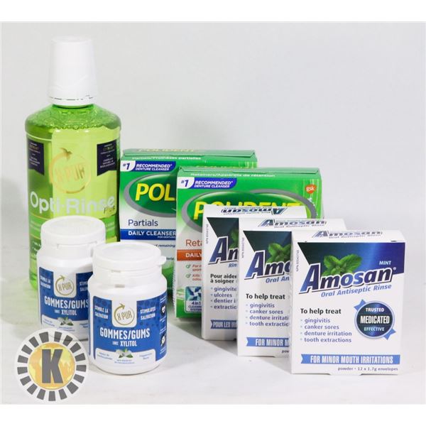 BAG OF ASSORTED DENTURE PRODUCTS